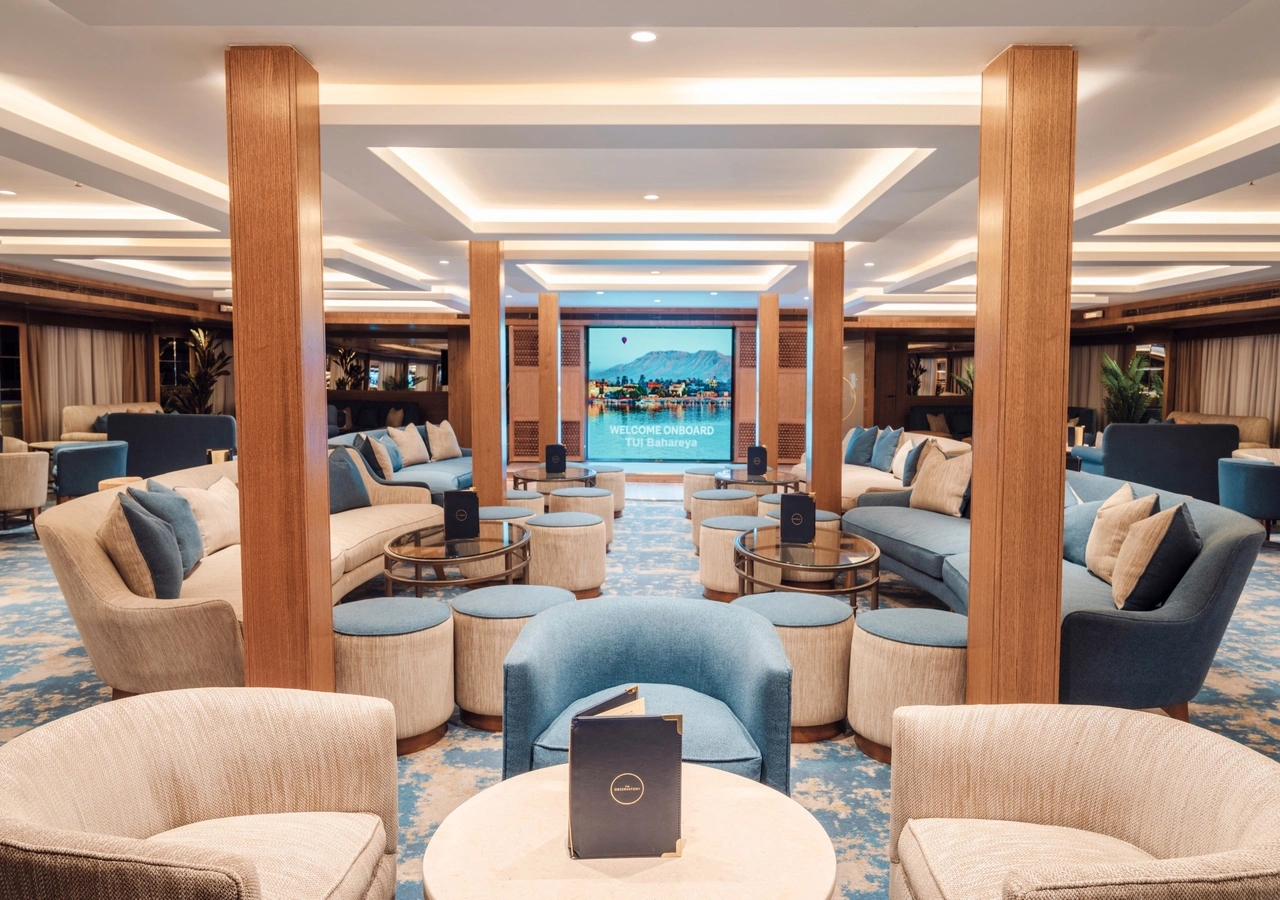 Lounge aboard the JAZ Bahareya Nile Cruise Nile cruise